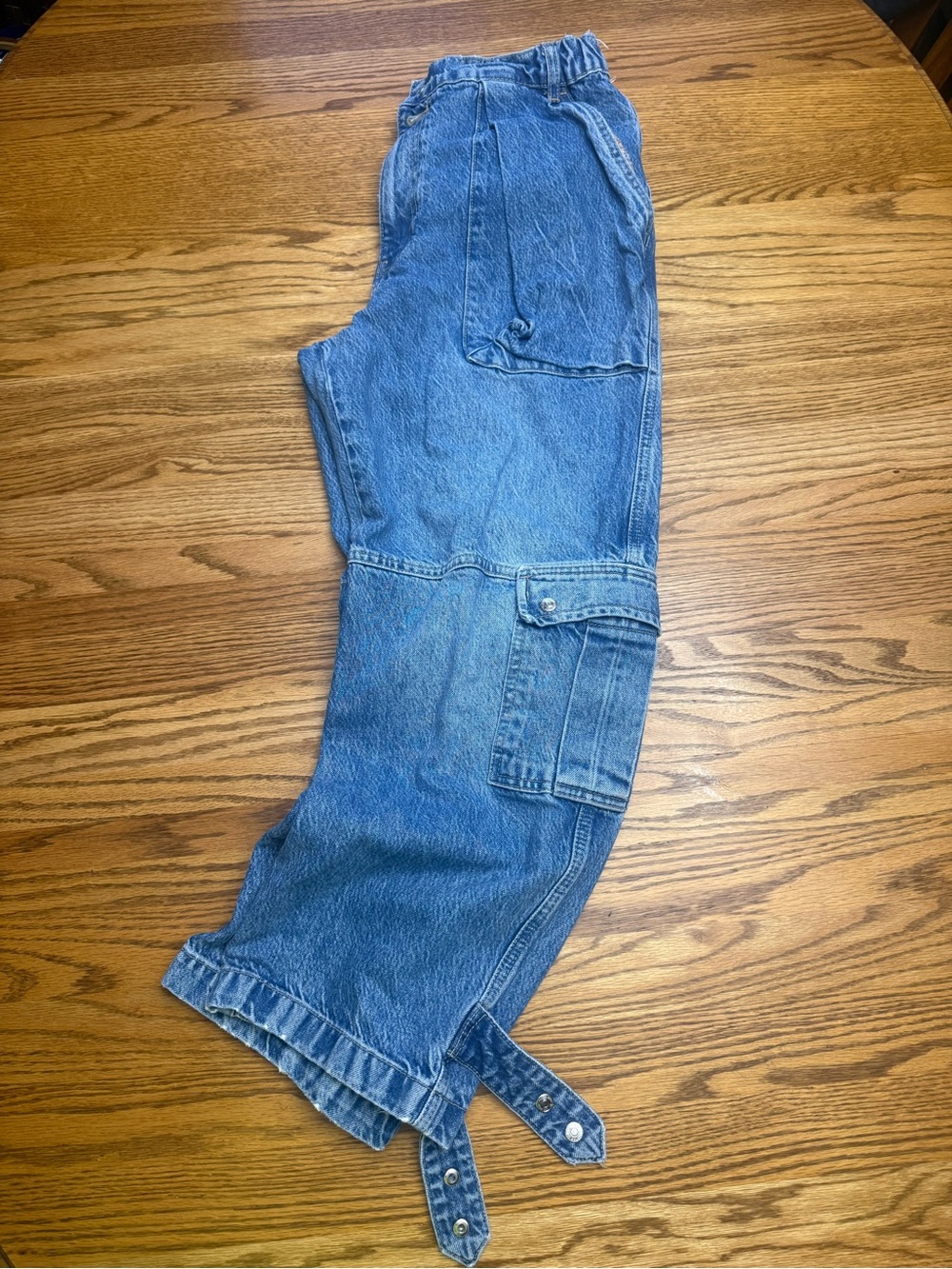 We The Free Blue Denim Cargo Overalls for Women